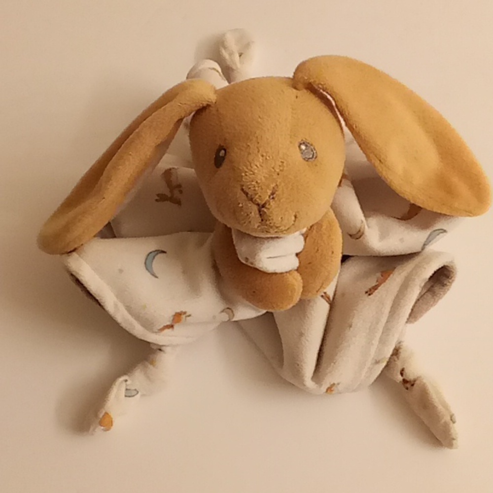 Guess how much I love you Lovie Lovey  Bunny Plush One Size Gray-White-Tan Color